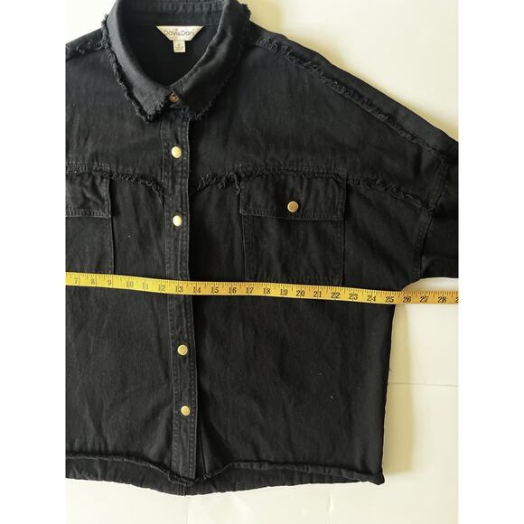 Davi And Dani Rock And Roll Denim Jacket Women M Black Oversized Raw Hem Concert - Picture 6 of 9